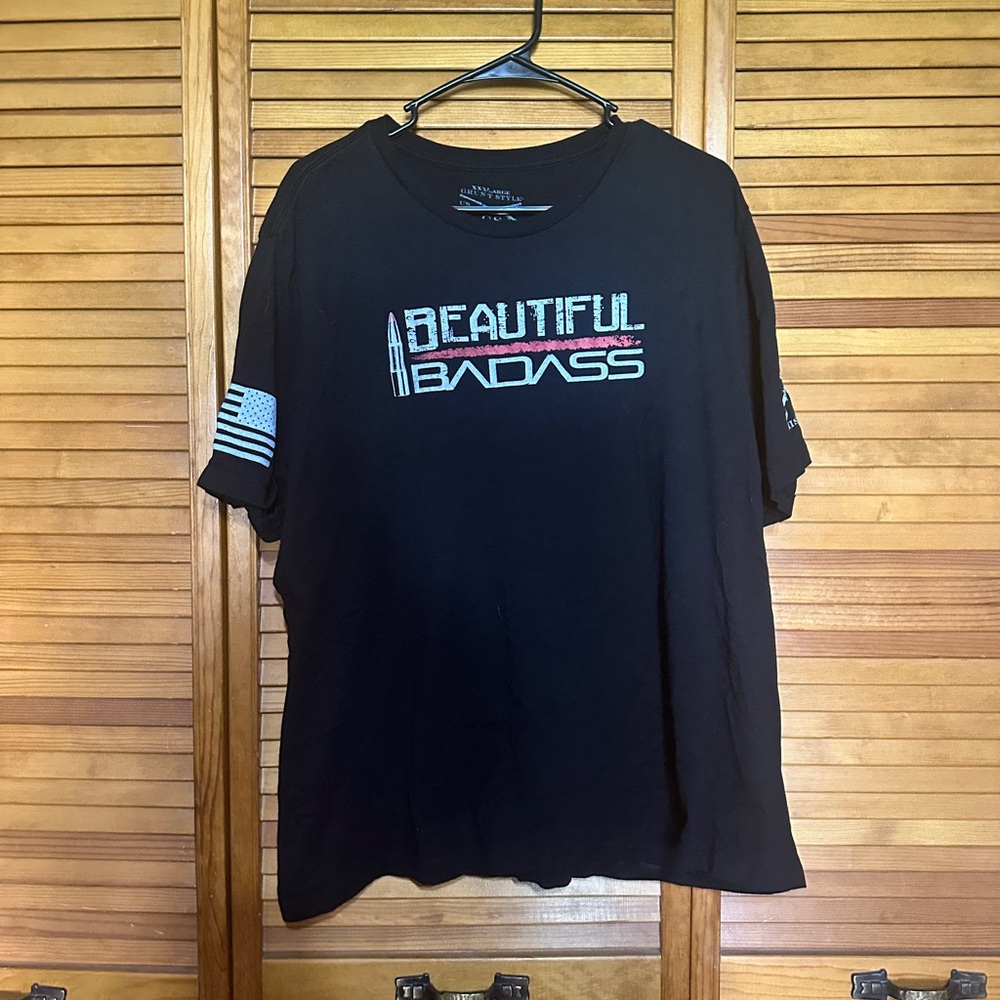 Grunt Style Black Graphic 'Beautiful Badass' Short Sleeve Tee